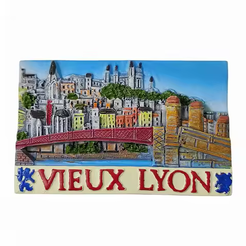 Vieux Lyon France 3D Fridge Magnet Souvenir Gift,Resin Handmade Vieux Lyon Refrigerator Magnet Home 