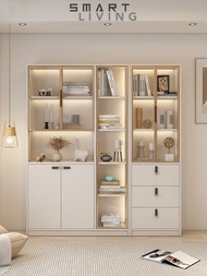 【Pre-Order】Living Room Home Bookshelf Integrated Whole Wall to Top - Dustproof Glass Door Bookshelf - Light Luxury High-Grade Floor-Standing Wall Display Cabinet.