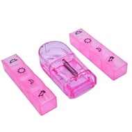-  PILL TABLET COMPARTMENT BOX W PILL CUTTER (RANDOM COLOR) / PILL PORTABLE STORAGE BOX WITH PILL CU