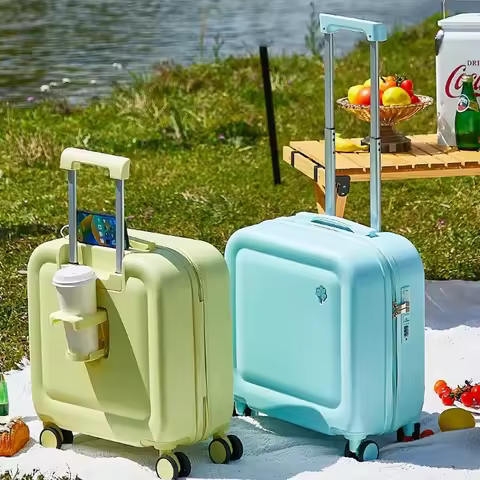 18/20 inch Suitcase Trip Cabin Luggage For Children with Charging Port and Cup Holder Password Box