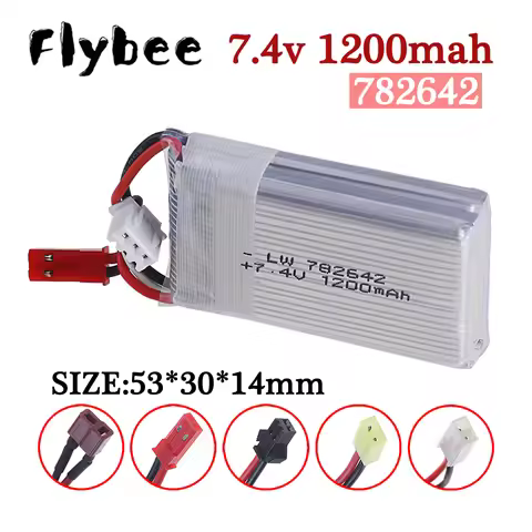 7.4V 2S 1200mAh 25C Rechargeable battery With JST SM EL-2P PLUG For MJXRC X600 RC Drone 2S 7.4 v 120