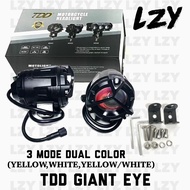 TDD Original 1Pair Giant Eye Mini Driving Light MDL Motorcycle Headlight Dual Color LED