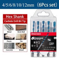 DAGMARRA 6Pcs Masonry Drill Bit Set Concrete Drill Bit Set, Hex Shank Drill Bit for Brick/Cement/Til