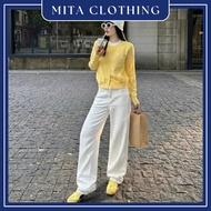 Women's Wide Leg High Waisted Khaki Denim Long Jeans Trendy-AK19-Mita.clothing