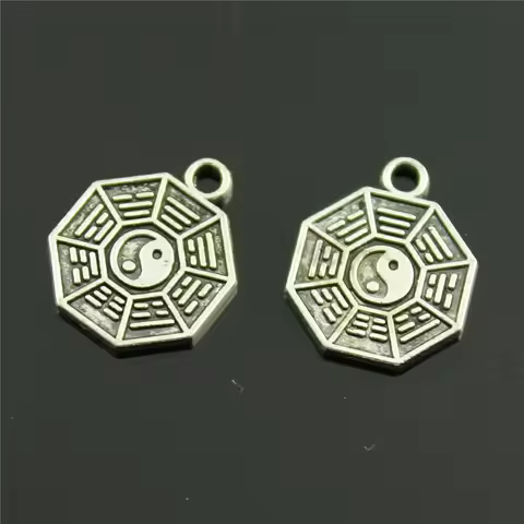 20pcs Charm Yin Yang Charms Taoism Ba Gua Antique Silver Color Charms For Jewelry Making Bracelets A