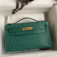 Ostrich HM Pochette Green GHW