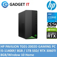 HP PAVILION GAMING TG01-2002D DESKTOP (I5-11400F,8GB,1TB SSD,RTX3060TI 8GB,WIN10,NO ODD,3 YEAR WARRA