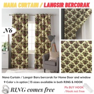 Nana Curtain (N6) Hook & Ring Style Langsir Bercorak / Langsir Rumah / Langsir Tingkap / Paper Print