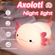 【Ready Stock】Axolotl Silicone Night Light, Creative Bedside Lamp, Delicate Silicone, Tap Light, Cute