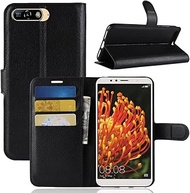 Miss flora Phone cases .For Huawei Y6 2018 Litchi Texture Horizontal Flip Leather Case with Holder &amp; Card Slots &amp; Wallet(Black) (Color : Black)