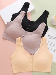 Seamless Ice Silk Prosthetic Breast Bra Special Bra for Left and Right Breasts after Mastectomy Front Button Bra Summer Thin Style