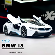 Diecast car 1:22 BMW I8 Electric sports car models cars alloy Diecast toys vehicles Doors Openable A