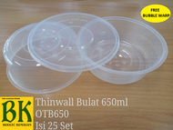 Mangkuk Plastik 650ml Isi 25 Set / Cup Mangkuk Plastik 650ml / Thinwall Bowl 650ml - OTB650