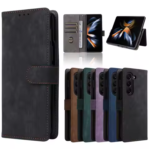 For Samsung Galaxy Z Fold 5 4 3 2 Wallet Anti-theft Brush Magnetic Flip Leather Case Galaxy Z Fold5 
