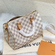 LV 路易威登 Speedy25 白棋盤格 手提包斜挎包
