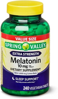 Spring Valley Extra Strength Melatonin Tablets Dietary Supplement Value Size, 10 mg, 240 Count