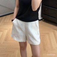 ⚡️Summer Cool Cotton Linen Shorts Pink Tencel Linen Wide-Leg Pants Shorts Women Summer New Style Hig