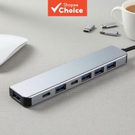 7-in-2 Port USB A & C Hub Concentrator 3.0 & 2.0 Type Multi Adapter Multi-hub Dock Splitter for PC L