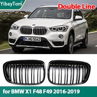 Car Front Kidney Grilles Racing grill for BMW X1 F48 F49 2016-2019 Dual line Double Slat Auto Stylin