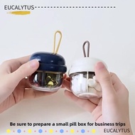 EUCALYTUSSG Pill Storage Box, Transparent Mini Portable Pill Box,  Moisture-proof Four-compartment P