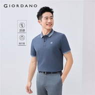 GIORDANO Men Polo Shirts Contrasting Collar Letter Embroidery Polo Shirts Short Sleeve Fashion Casua