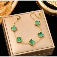 VCA Alhambra Two Sided Clover Bracelet 916 Gold Plated 4-Leaf 5-Flower Bracelet Trendy Titanium Stee