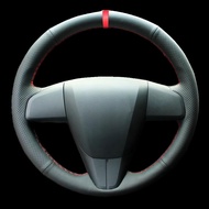 DIY Artificial leather Suede Carbon Fiber Customized Hand-stitched Car Steering Wheel Cover for Mazd