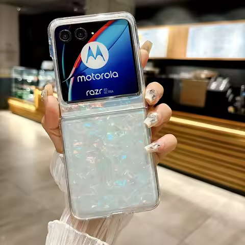 Luxury Seashell Plastic Folding Case For Motorola Razr 40 50 60 Ultra Cover