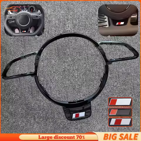 Flat Bottomed Sports Steering Wheel Decorative Frame For Audi steering wheel a3 a4 a5 a6 a7 q3 q5 q7
