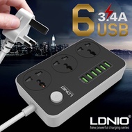 LDNIO SC3604 UK MALAYSIA PLUG EXTENSION SOCKET, 3 UNIVERSAL PORT (3.4A, USB X6)