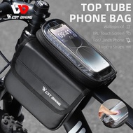 WEST BIKING Bicycle Bag 1.4L Bike Frame Bag Waterproof MTB Road Bike Top Tube Bag 7.2 Inch Touchable Screen Phone Bag