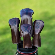 Oil Wax Leather Golf Club Cover Universal Type Head Cover No. 1 Wood Cover Ball Head Protective Cap 