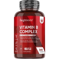 WeightWorld Vitamin B Complex | 365 Vegan Tablets (1 Year Supply) | Vitamin B1, B2, B3, B5, B6, B7 (