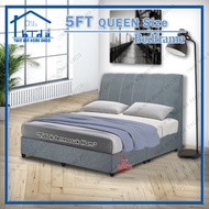 [Twin Win Home] - Fabric Queen size Headboard + Bed base/8 Inch Divan Bed Base - Grey Color