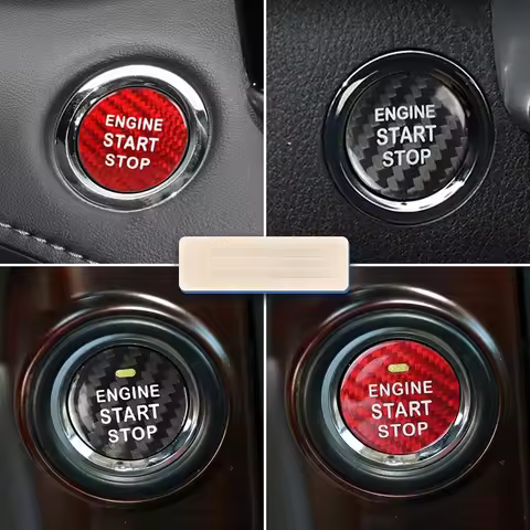 Carbon Fiber Car Engine Start Stop Button Sticker for Toyota RAV4 Highlander Corolla Avalon Crown Vi