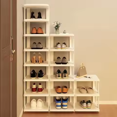 9-Layer Doorway Shoes Organizer Wall Corner Stackable Space-saving Narrow DIY Shoe Storage Rack Hous