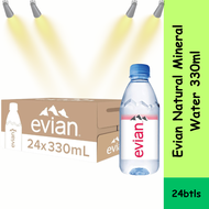 Evian Natural Mineral Water 330ml x 24 Bottles - Compact Alpine Freshness, Perfect for Daily Hydrati