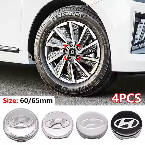 4Pcs 60mm 65 Car Wheel Center Caps Logo Emblem Rims Cover Hub Caps Accessories For Hyundai Tucson So