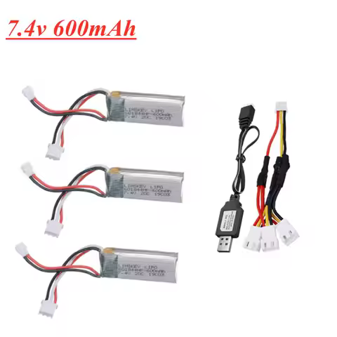 7.4V 600mAh LiPo Battery for WLtoys F959 XK DHC-2 A600 A700 A800 A430 2.22Wh RC Drone Spare Parts 7.