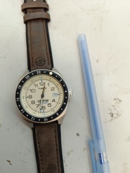 Timex, Expedition,world time, stainless steel Case,35mm diameter, working conditions, leathers strap