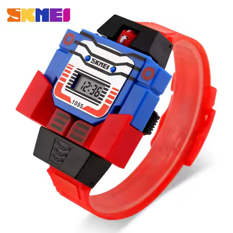 SKMEI Cartoon Kids Watches LED Digital Children Sports Watches Robot Transformation Toys Boys Wristw