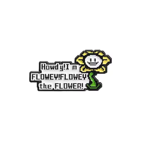 Pixel Sunflower Brooch Howdy I'm Flowey Flowey The Flower Enamel Pins Plant Brooch Decorative Lapel 