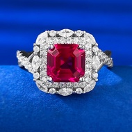 925 Sterling Bạc phụ nữ Nhẫn Ruby 7x7mm thanh lịch đồ trang sức tinh xảo Quà Tặng