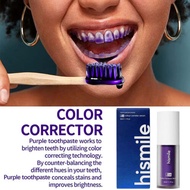 HiSmile Teeth V34 สี Corrector การฟอกสีฟันสีม่วง กำจัดคราบหินปูนทำความสะอาดยาสีฟันกำจัดคราบสีเหลืองตาตาร์ 30 มล