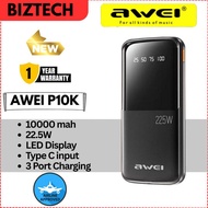 AWEI POWERBANK P10K 22.5W 10000MAH FAST CHARGING POWERBANK AWEI P10K DIGITAL DISPLAY POWERBANK