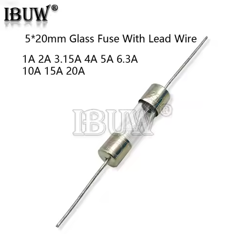 10PCS 5*20mm Glass Fuse Fast 250V With Lead Wire 5*20 1A 2A 3.15A 4A 5A 6.3A 10A 15A 20A The fuse tu