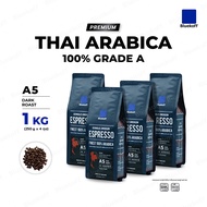 Bluekoff A5 Dark Roast (คั่วเข้ม) ถุงสีน้ำเงิน เมล็ดกาแฟไทย อราบิก้า 100% Premium เกรด A จำนวน 1 กิโ