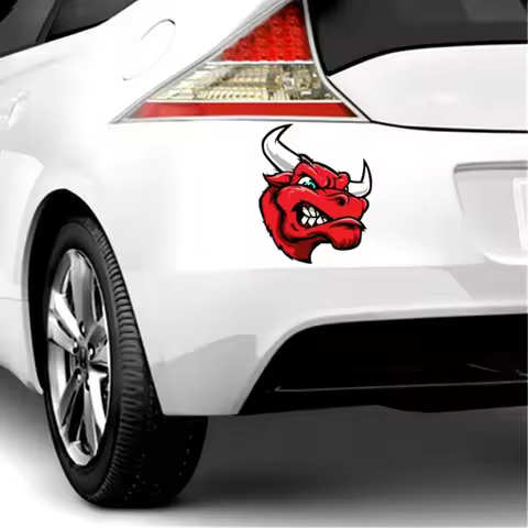 Funny Angry Bull Head Red Colorful Car Sticker Automobiles Motorcycles Exterior Accessories PVC Deca