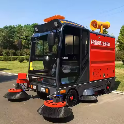 High Power Cleaning Machine Heavy Duty Ride-on Electric Vacuum Road Cleaner Self-Unload Street Sweep