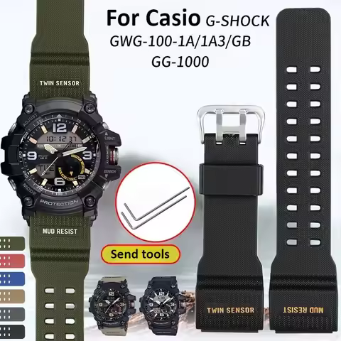 Silicone Strap Original for Casio G-SHOCK GG-1000 GWG-100 GSG-100 Replacement WatchBand Sport Waterp